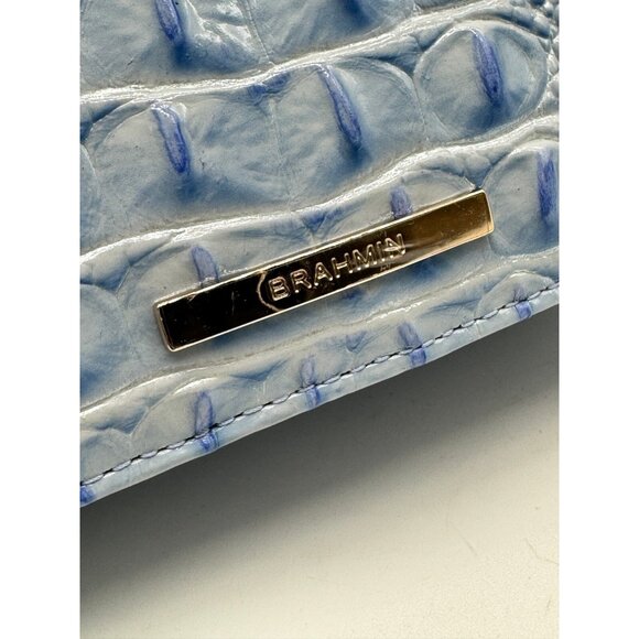 BRAHMIN Minuette croc embossed leather phone crossbody bag wallet BLUE-Defective - Picture 4 of 15